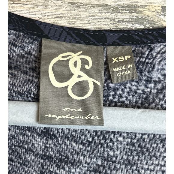 Anthropologie one September Women's XS Petite embroidered navy tunic blouse top - Picture 6 of 7